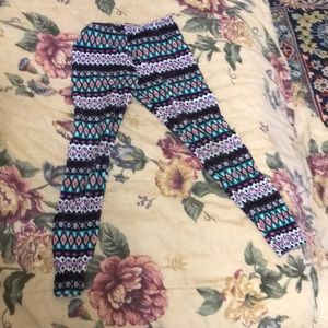 Colorful black, purple, pink, turquoise pants